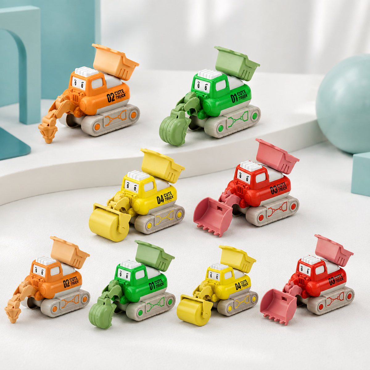 Intelligentes Cartoon-Auto-Spielzeug für Kinder 8er-Pack