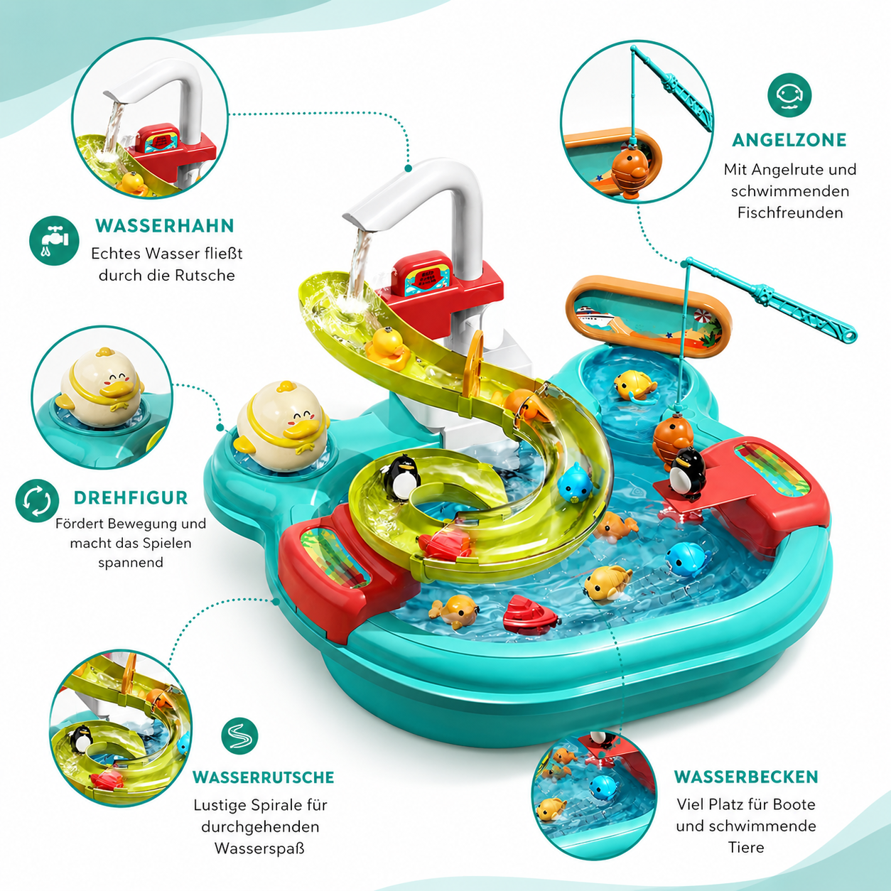 2-in-1 Kinderspielzeug-Set mit Küche und Angelspiel