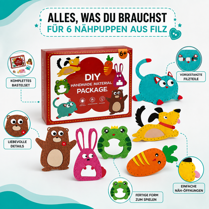 Übersicht der enthaltenen Filzfiguren und Bastelteile.