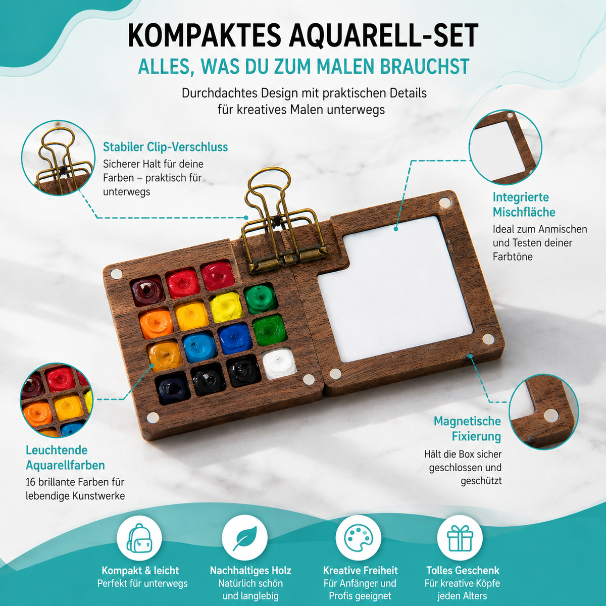 Tragbares Aquarell-Malset – Für Künstler, Studenten & Abenteurer