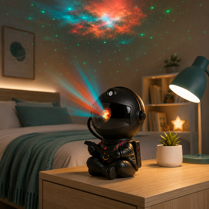 Astronaut Sternenprojektor – Magische Galaxie im Kinderzimmer Schwarz