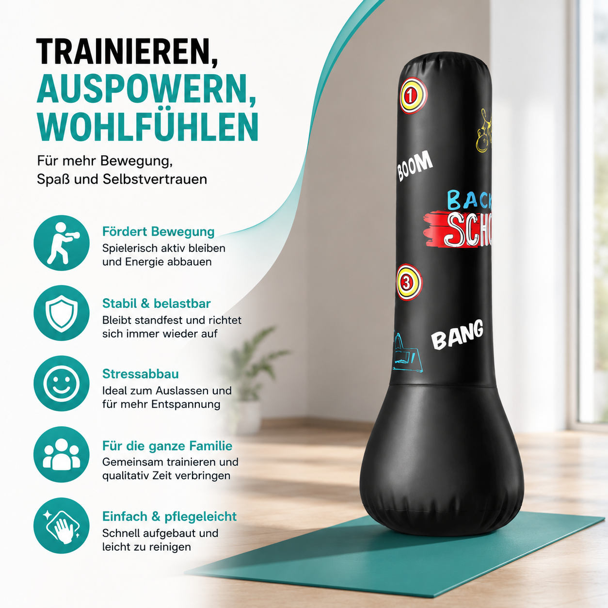 Aufblasbarer Boxsack für Kinder – Aktion, Spaß & Fitness zuhause