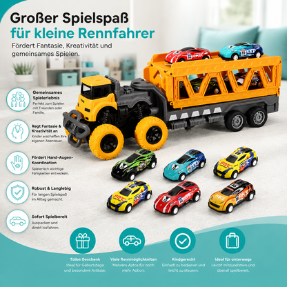 Großer Auto Transport Truck mit Rennwagen – Kinder Spielset