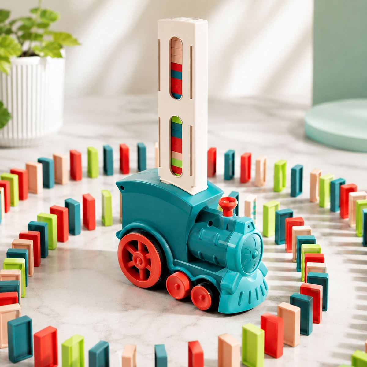 Automatisches Domino Legeauto mit Bausteinen
