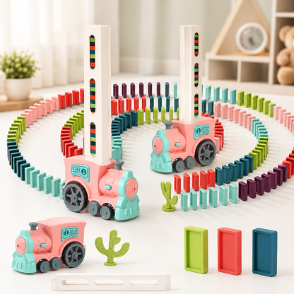 Automatisches Domino Legeauto mit Bausteinen Rosa