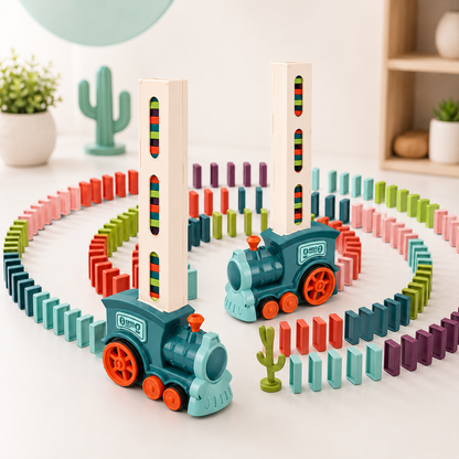 Automatisches Domino Legeauto mit Bausteinen Blau