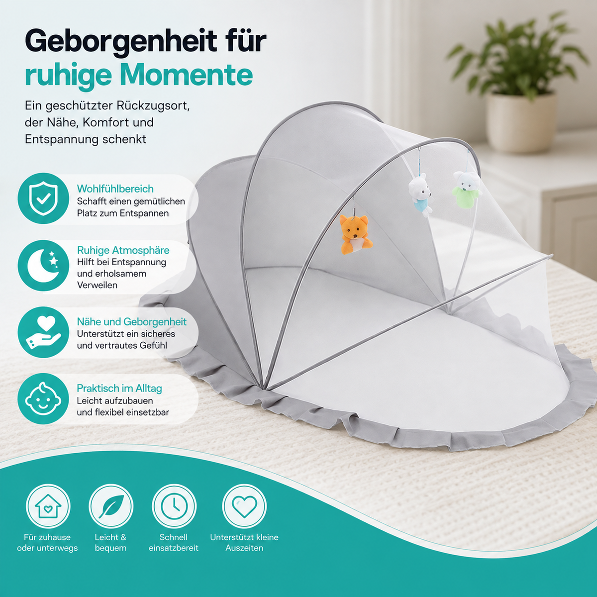 Faltbares Baby Moskitonetz – Vollschutz für Bett & Im Freien