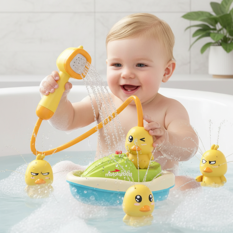Enten Badespielzeug für Kinder mit Motorboot und Duschfunktion