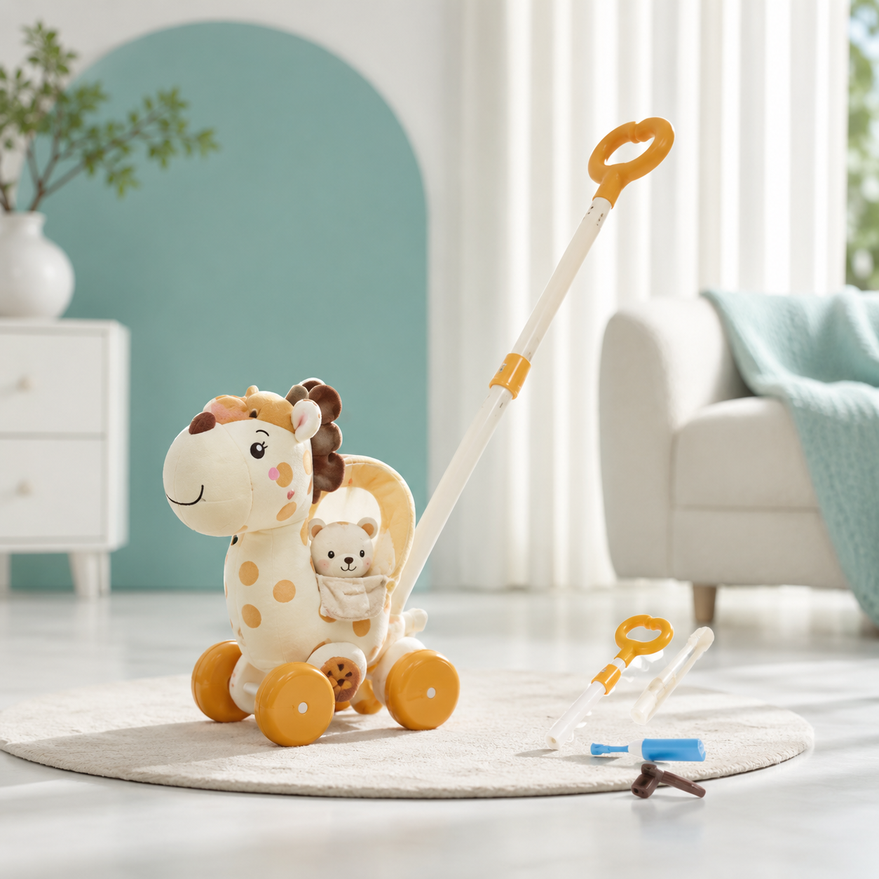 Magische Bubble-Maschine für Kinder mit Licht & Schiebestange Grau
