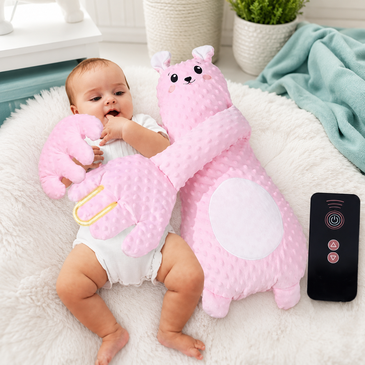 Baby Schlafhilfe Handkissen für Babys Rosa Kaninchen