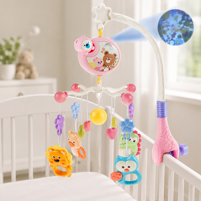Babykrippe Musik Mobile Rassel Spielzeug, Licht & Fernbedienung Rosa