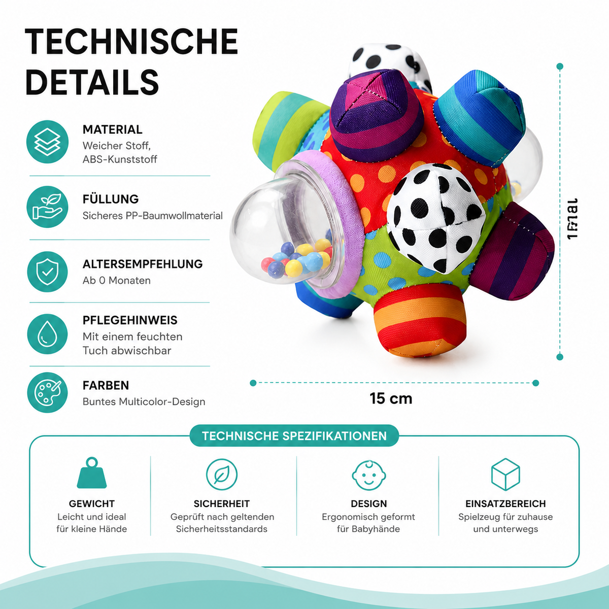 Baby Sensorik Rasselball – Spielerisch Denken & Fühlen lernen