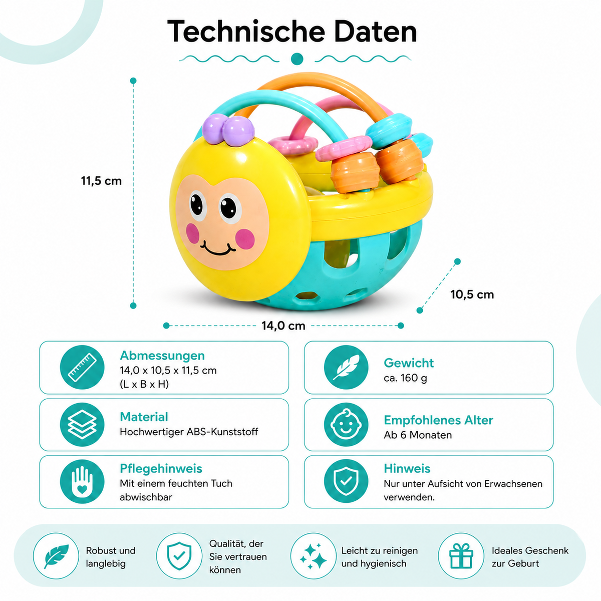 Baby Sensorik Ball – Weich & ideal zum Zahnen für kleine Hände