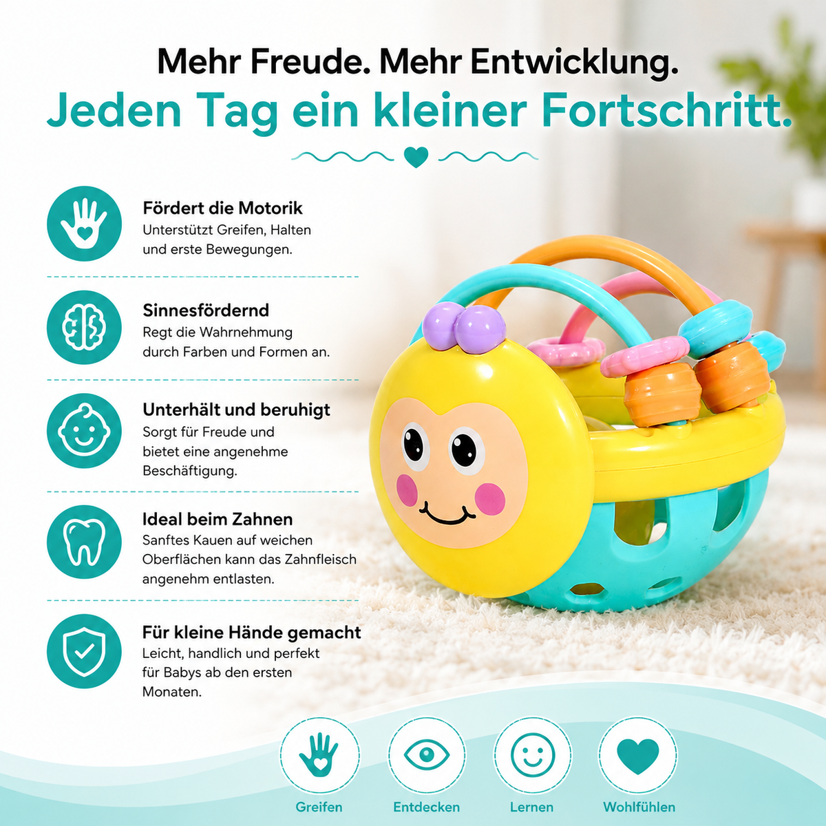 Baby Sensorik Ball – Weich & ideal zum Zahnen für kleine Hände