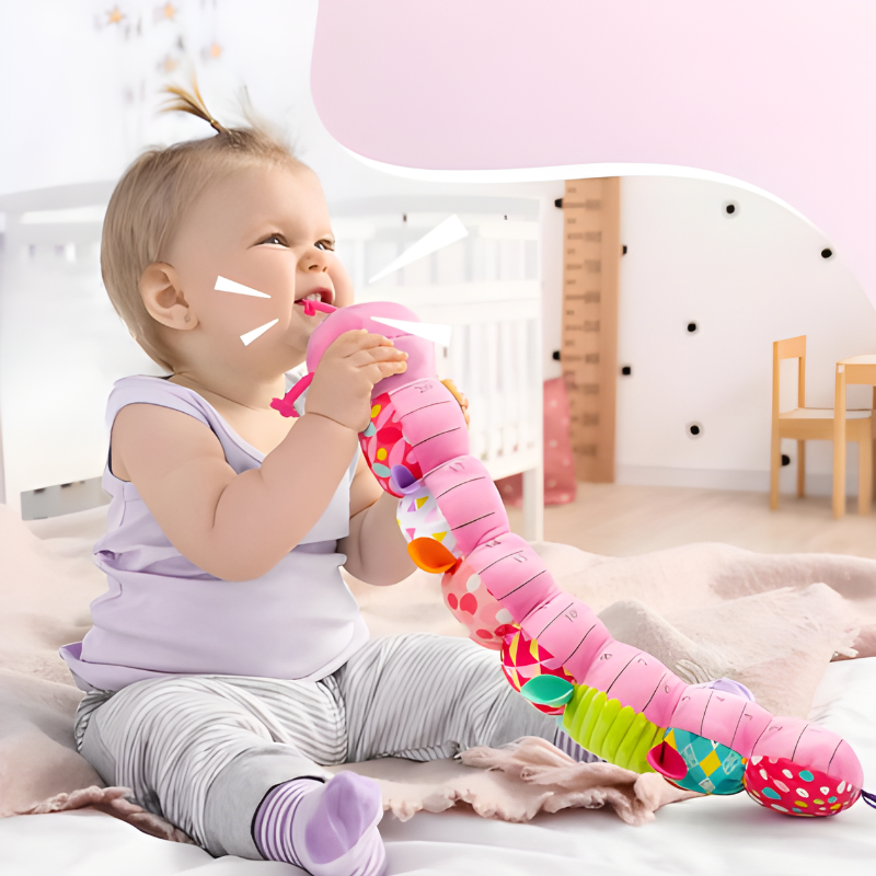 Bunte Raupen-Rassel – Weiches Plüschtier für Babys
