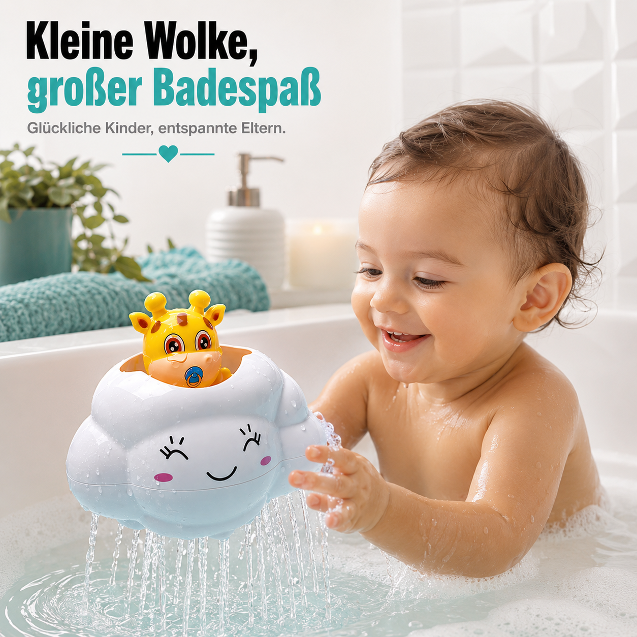 Süße Regenwolke Dusche – Bade Spielzeug mit Wasserfall Spaß