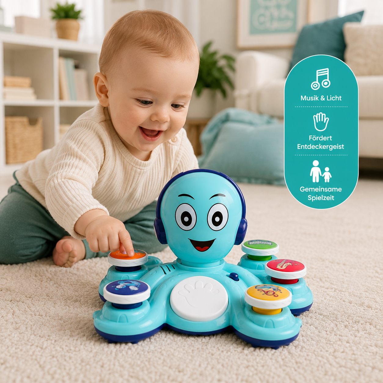 Baby Musik-Oktopus – Spielen, Lernen & Staunen mit Licht & Klängen