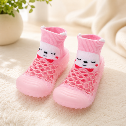 Rutschfeste Babyschuhe – Weich, Atmungsaktiv & Bequem für Erste Schritte Rosa Hase