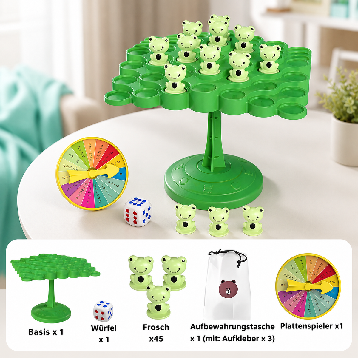 Balance Baum Holzspielzeug mit Figuren für Kinder Kaninchen
