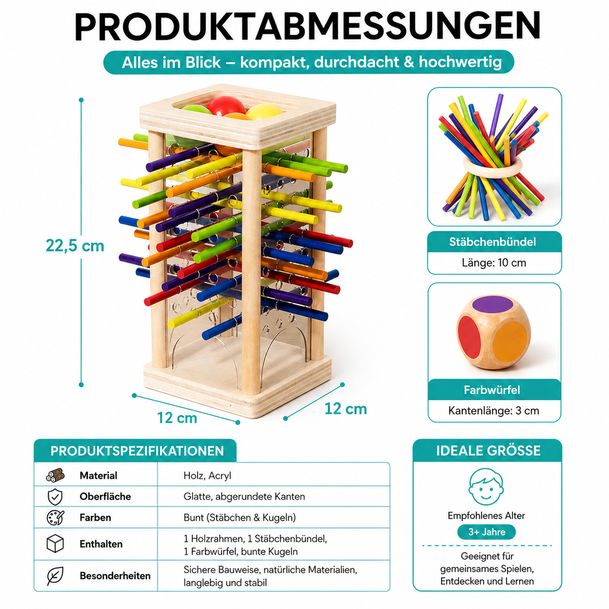 Holz-Balancierspiel mit Stäbchen – Geschicklichkeitsspiel für Kinder