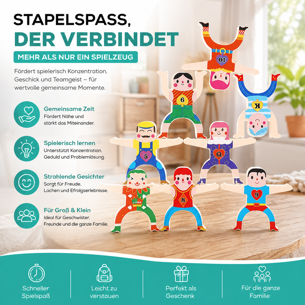 Montessori Stapelspaß – Balance-Bauklötze für Kinder