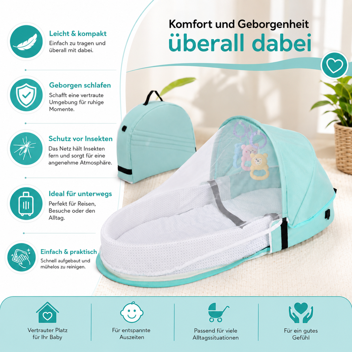 Battilo Babynest – Sicherer Schlaf & Schutz überall!