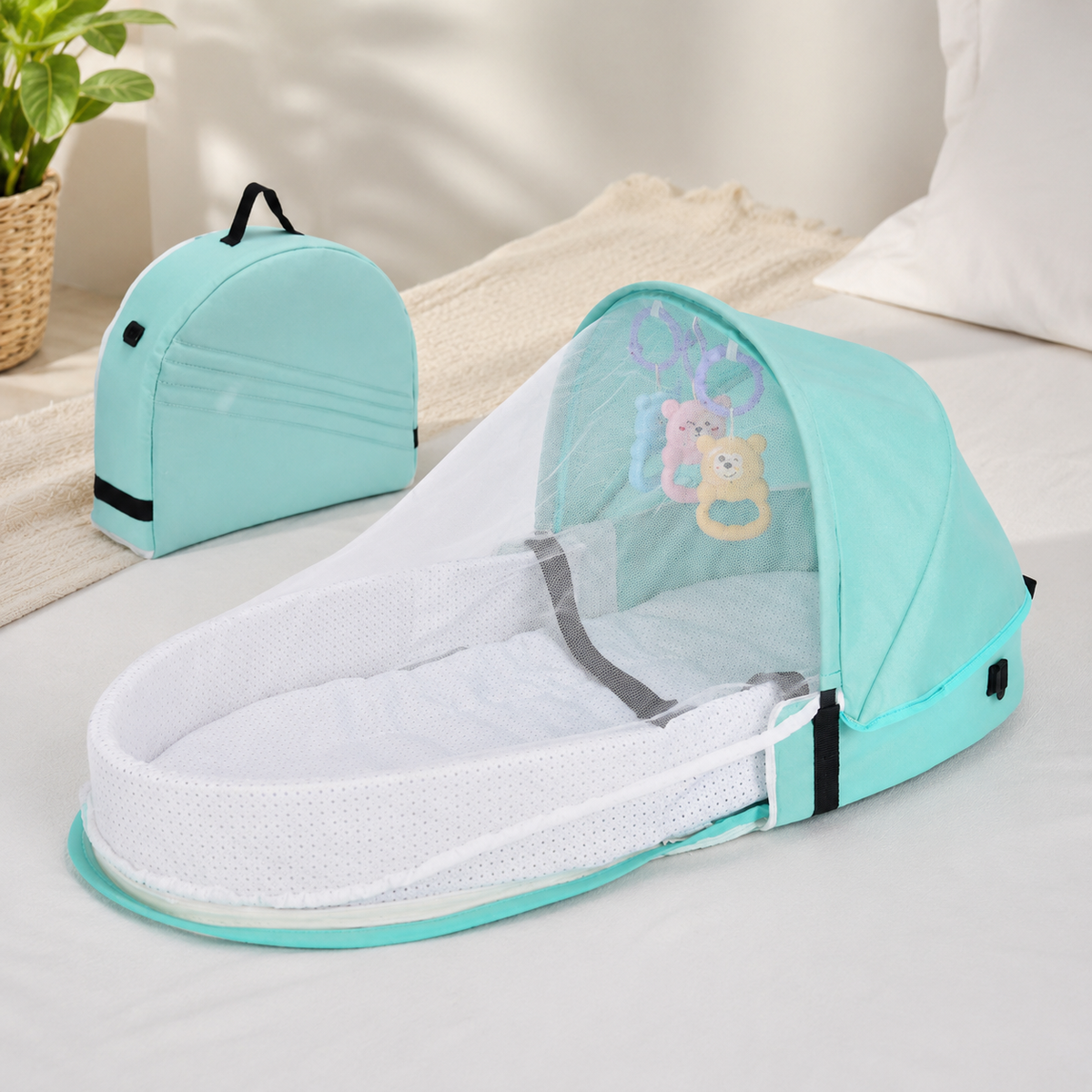 Battilo Babynest – Sicherer Schlaf & Schutz überall! Grün