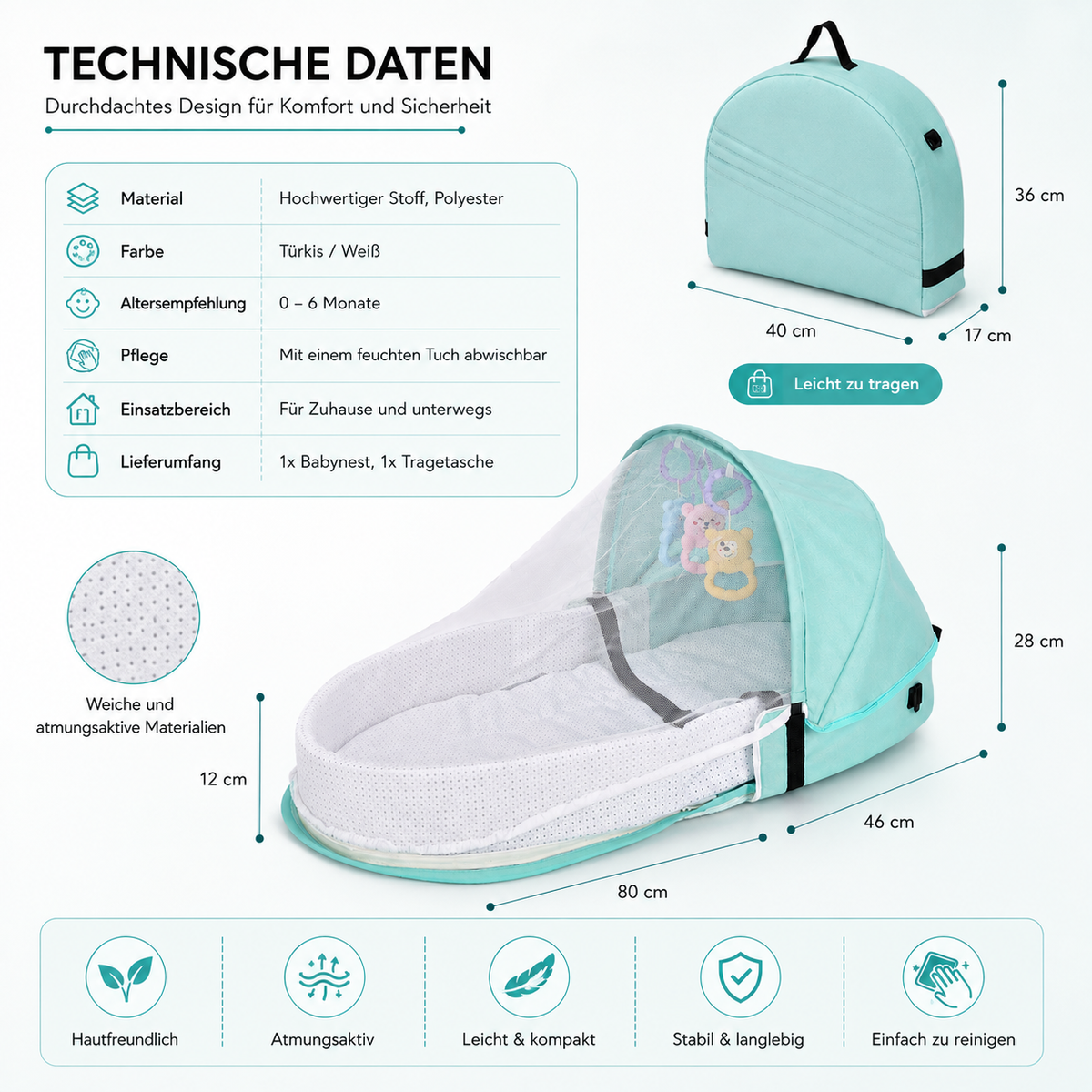 Battilo Babynest – Sicherer Schlaf & Schutz überall!
