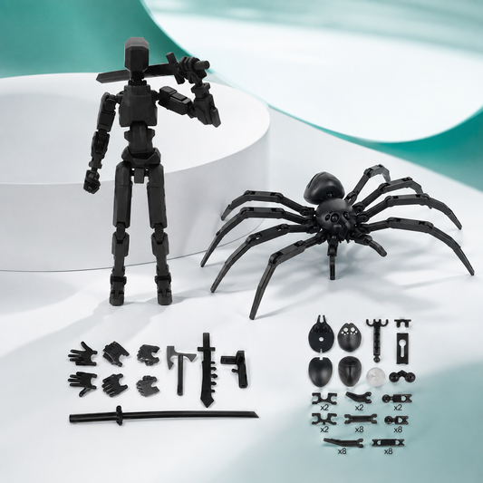 Voll bewegliche Roboter-Figur – Kreatives Spielen & Posen Schwarz