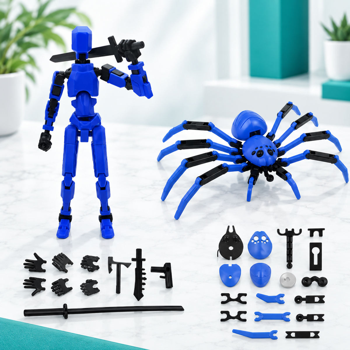 Voll bewegliche Roboter-Figur – Kreatives Spielen & Posen Blau