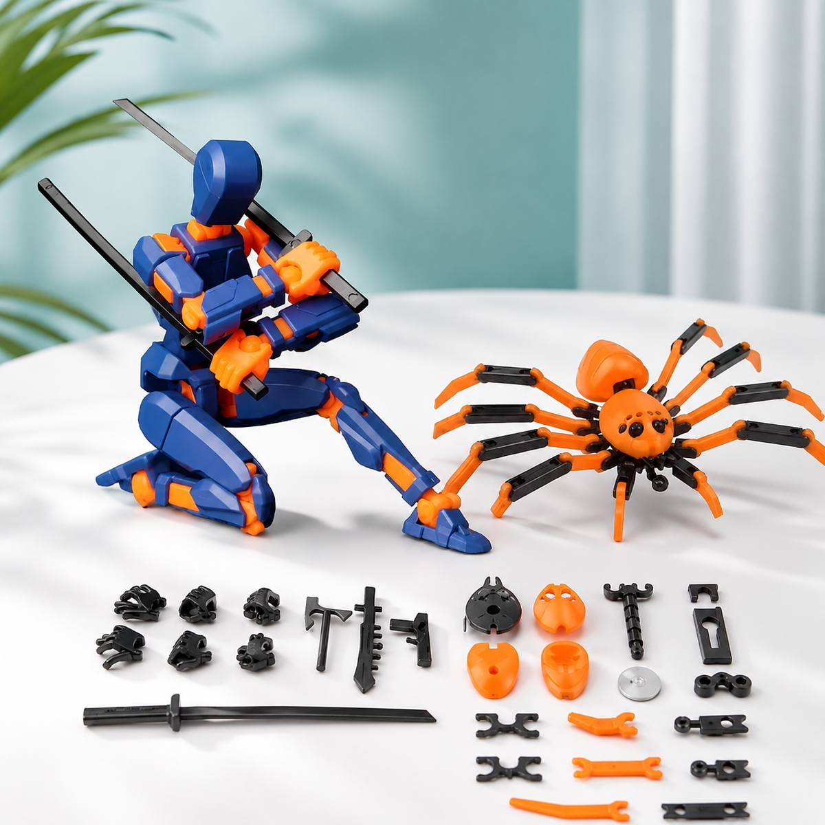 Voll bewegliche Roboter-Figur – Kreatives Spielen & Posen Orange