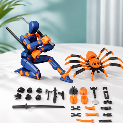 Voll bewegliche Roboter-Figur – Kreatives Spielen & Posen Orange