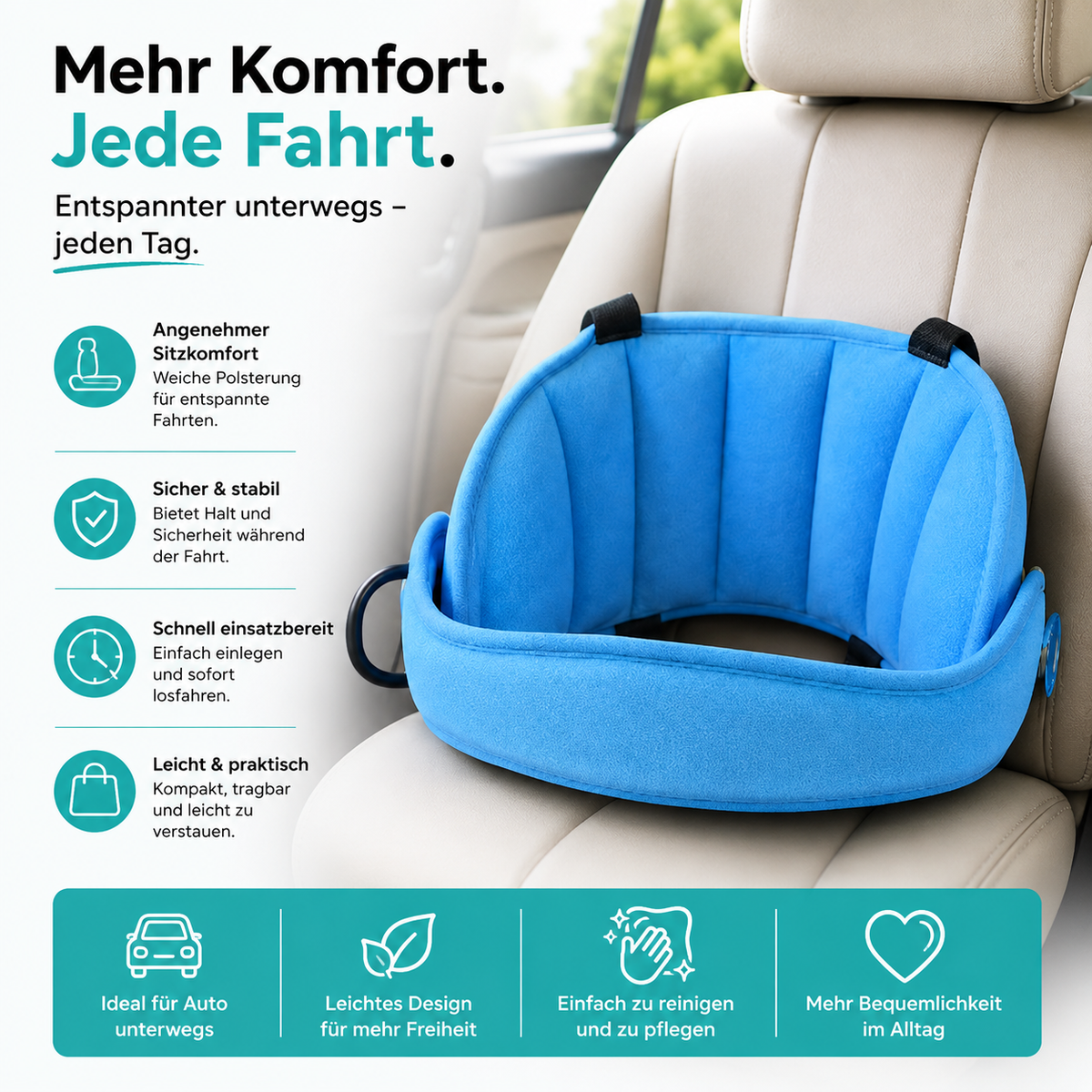 STONEGO Baby Kopfstütze – Sicher & bequem schlafen im Auto