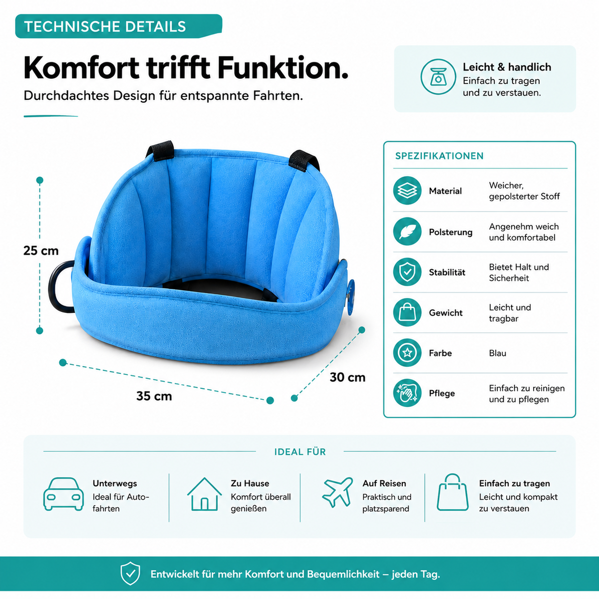 STONEGO Baby Kopfstütze – Sicher & bequem schlafen im Auto