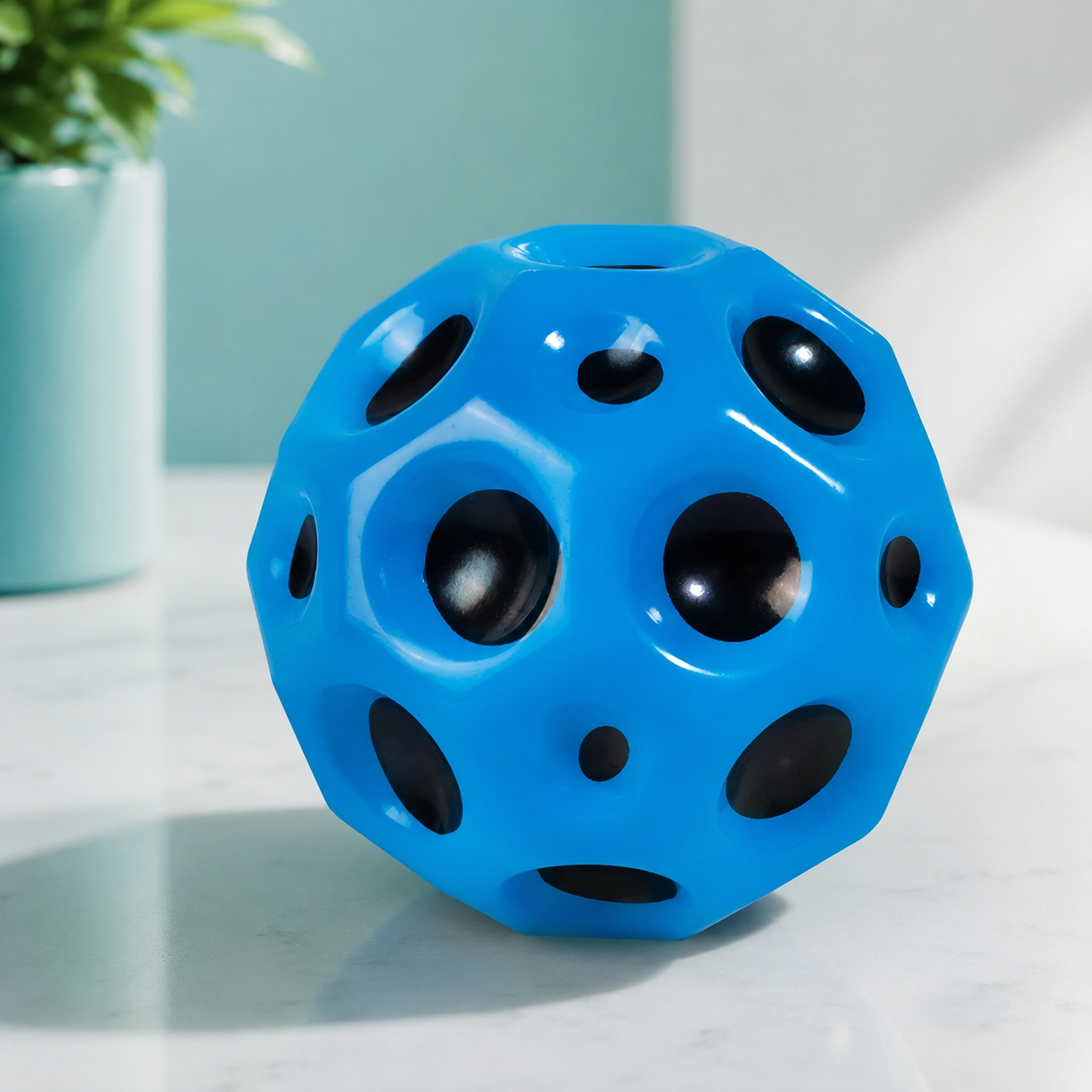 Hochelastischer Lochball – Weicher Sprung- & Stressball für draußen Blau