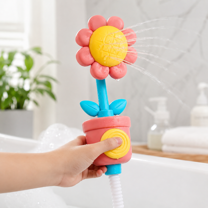 Baby Duschspielzeug Sonnenblume – Wassersprinkler & Badekugel Rot
