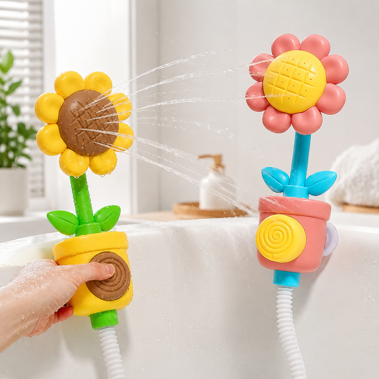 Baby Duschspielzeug Sonnenblume – Wassersprinkler & Badekugel