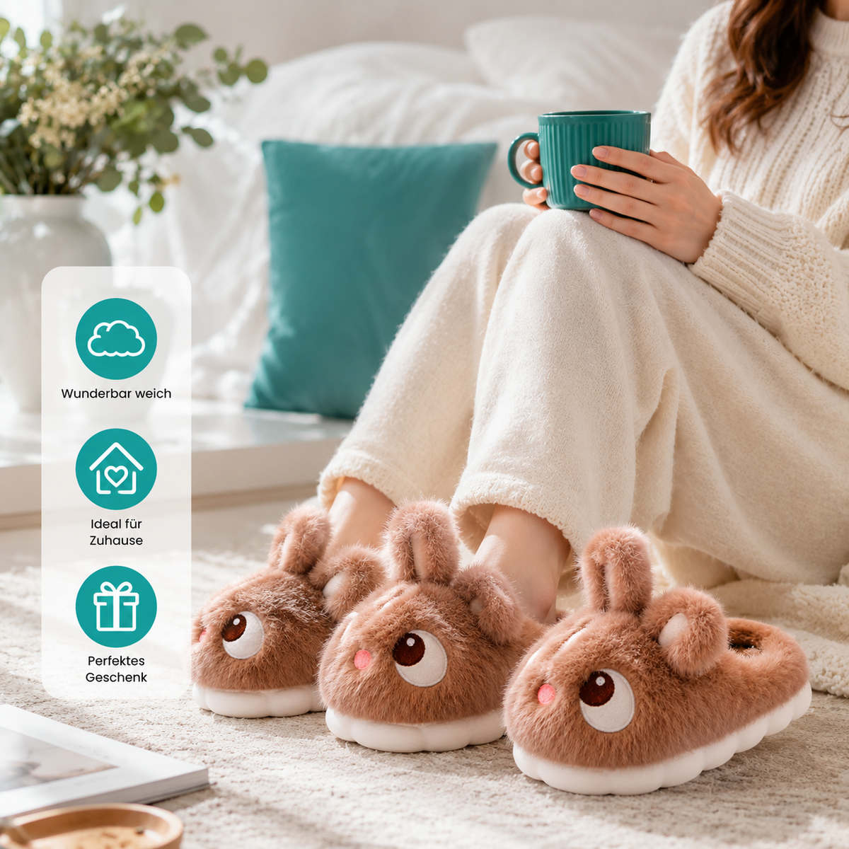 Flauschige Hase-Hausschuhe für Kinder – warm & bequem