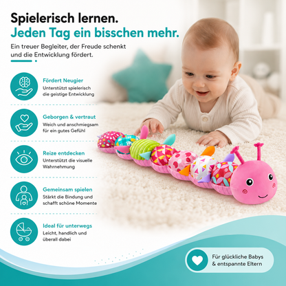 Bunte Raupen-Rassel – Weiches Plüschtier für Babys