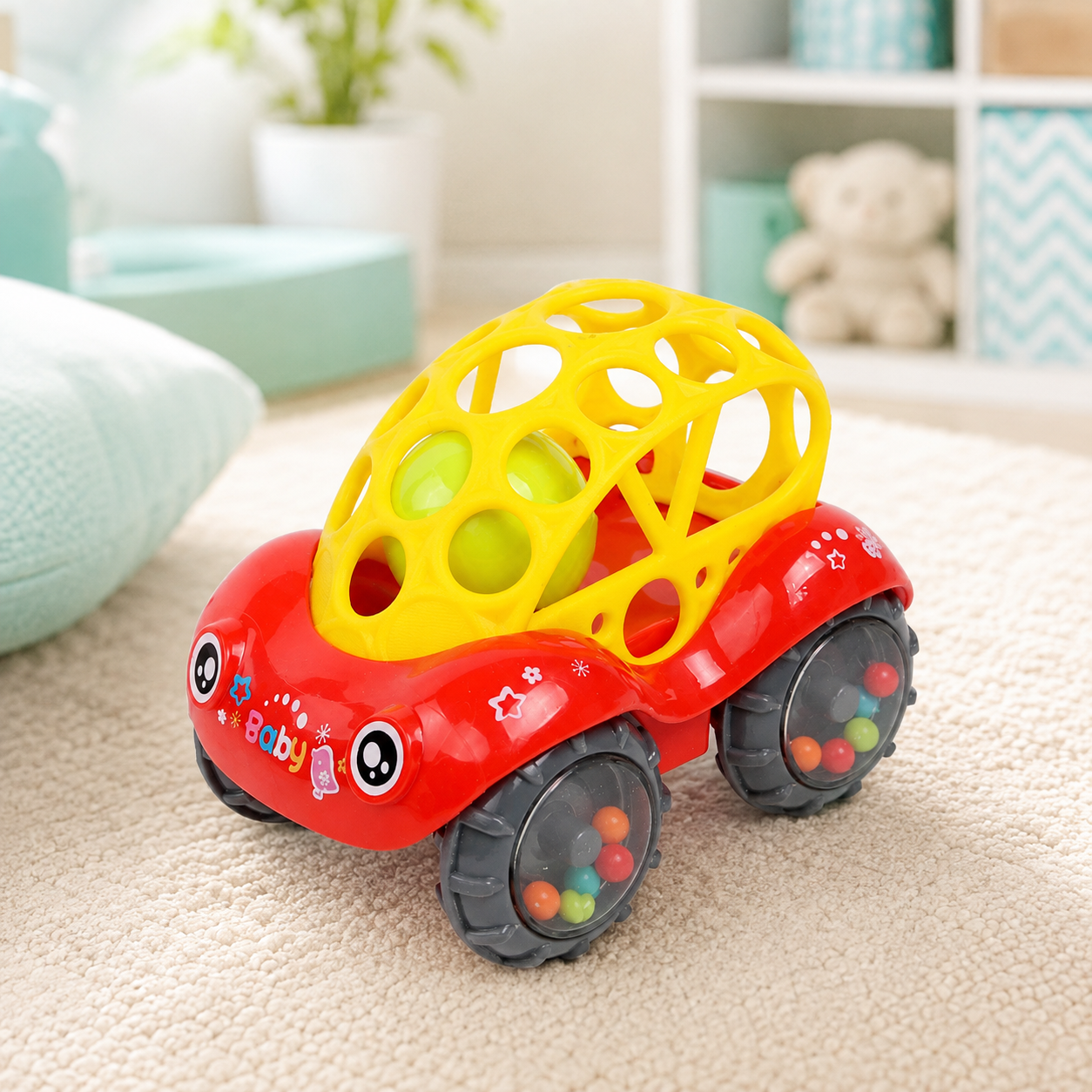 Weiche Silikonautos für Kinder – spielerisch entdecken & lernen Rot