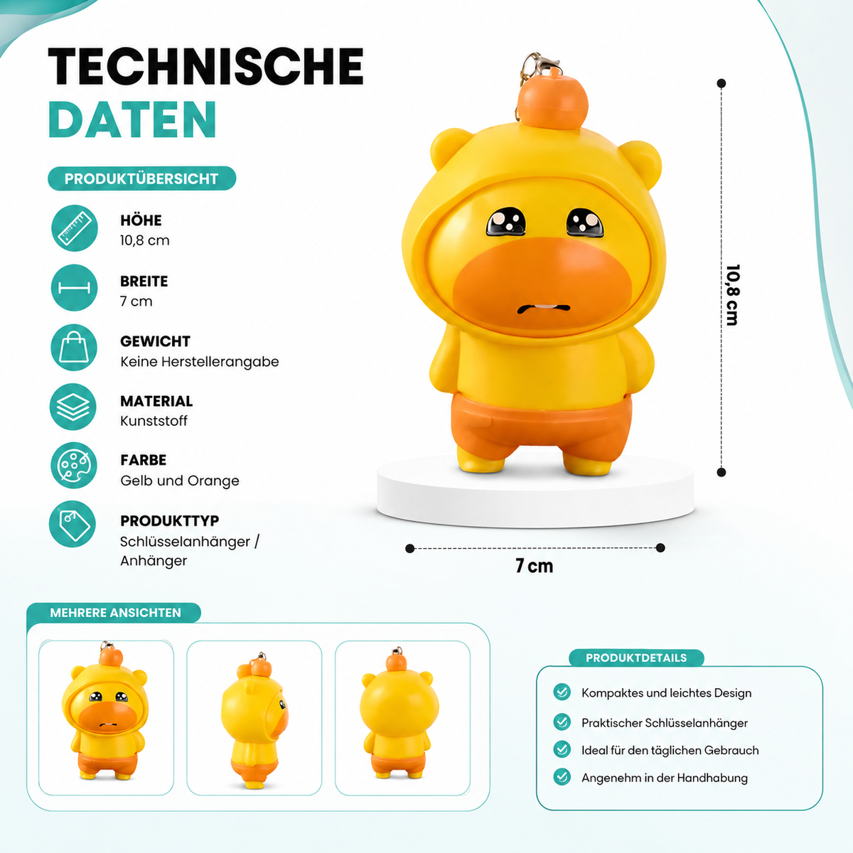 Capybara Lulu Schlüsselanhänger – Lustiger Dreh-Spaß mit 3 Gesichtern
