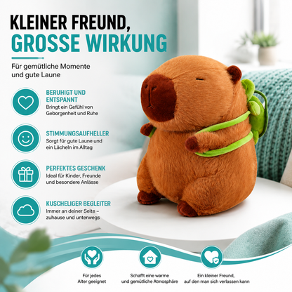 Kuscheliges Wasserschwein Plüschtier – Mit süßem Schildkröten-Rucksack!