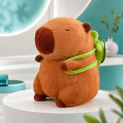 Kuscheliges Wasserschwein Plüschtier – Mit süßem Schildkröten-Rucksack! 33cm