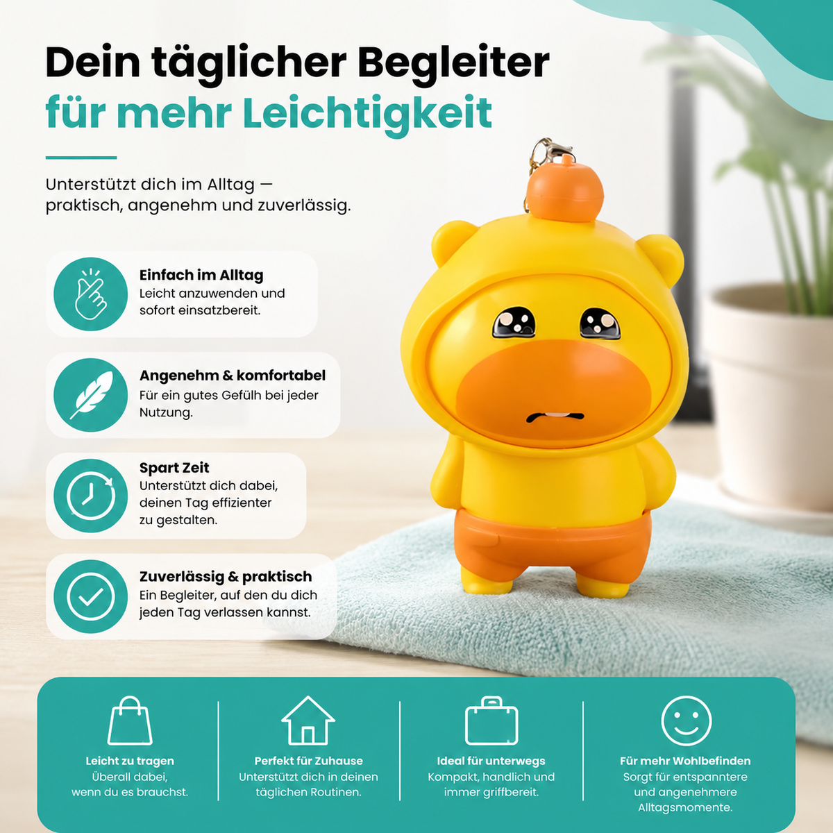 Capybara Lulu Schlüsselanhänger – Lustiger Dreh-Spaß mit 3 Gesichtern