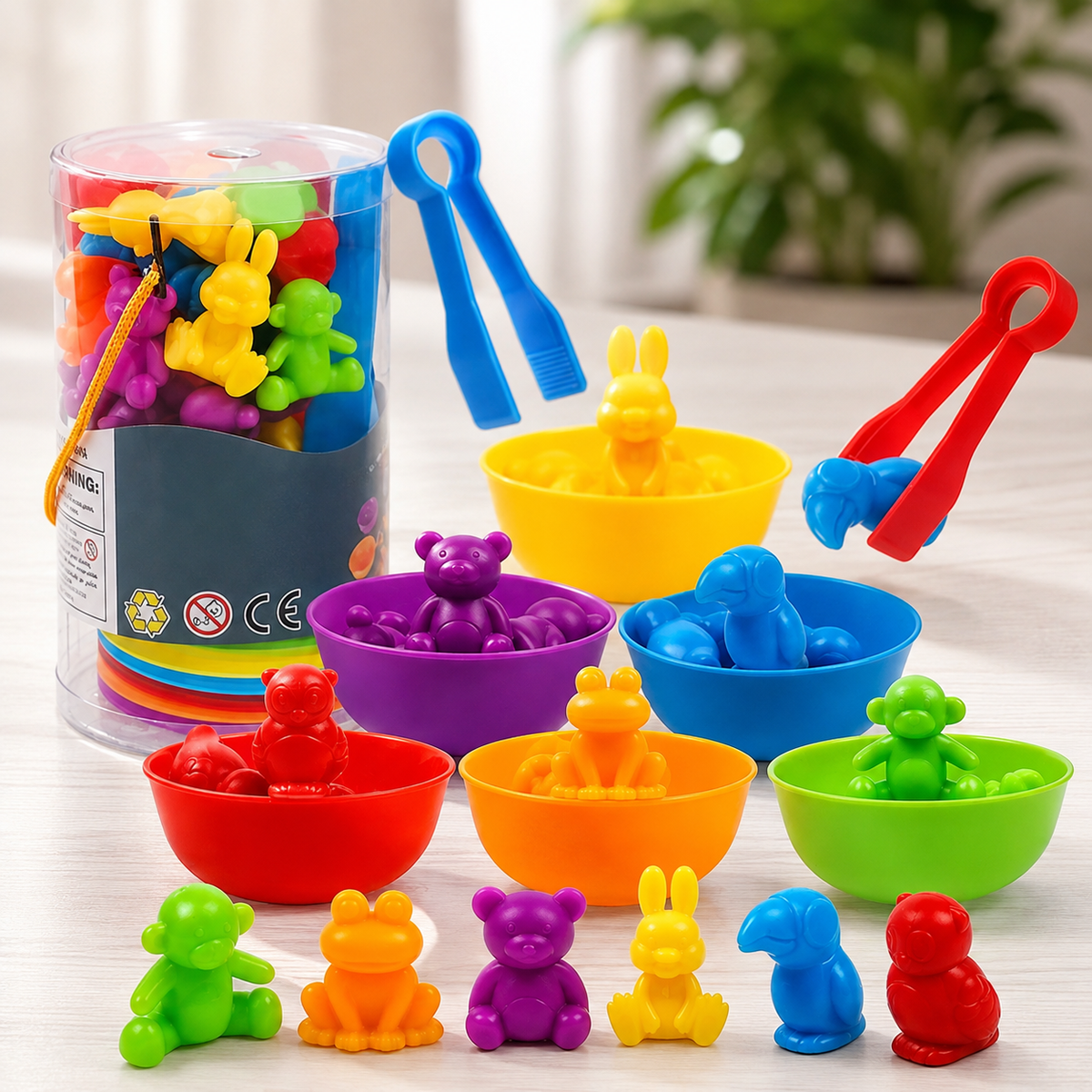 Montessori Regenbogen-Tiere – Sortieren, Zählen & Lernen
