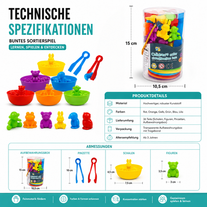 Montessori Regenbogen-Tiere – Sortieren, Zählen & Lernen