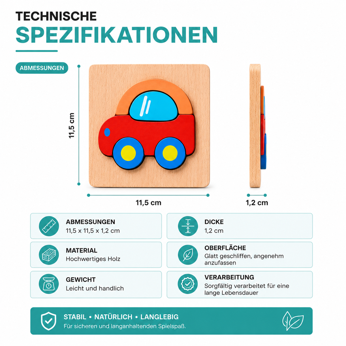 Holzspielzeug Puzzle für Jungen & Mädchen – Lernen & Spaß