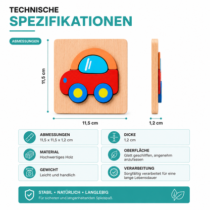 Holzspielzeug Puzzle für Jungen & Mädchen – Lernen & Spaß