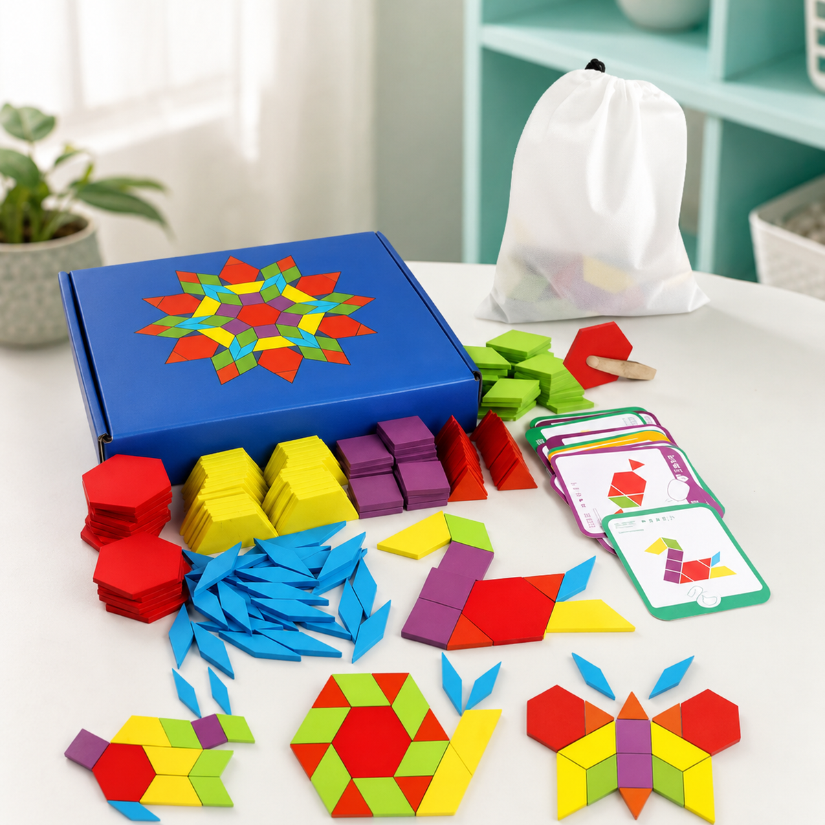 155-teiliger Montessori Holzpuzzle Satz – Lernen & Spielen Kartonverpackung