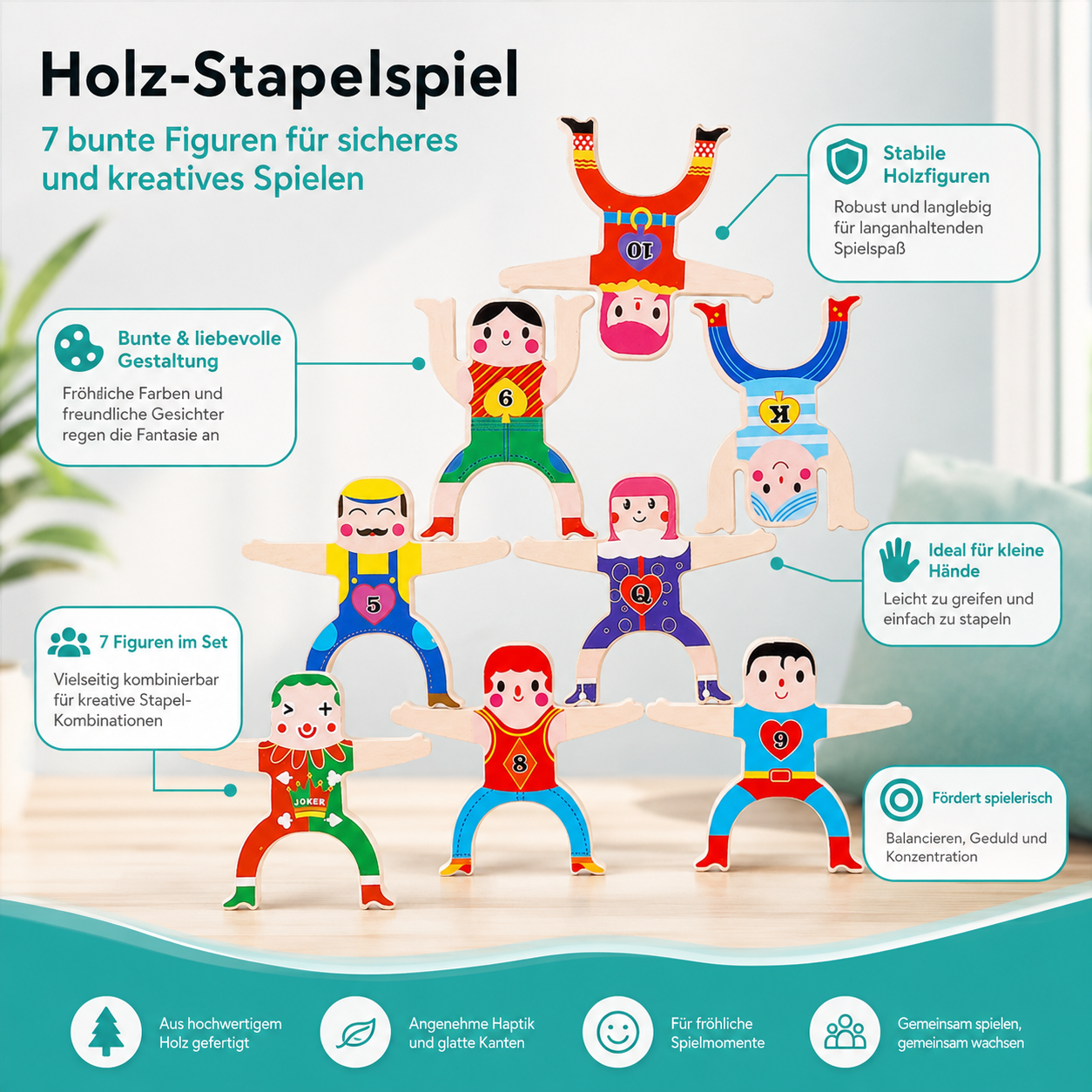 Montessori Stapelspaß – Balance-Bauklötze für Kinder